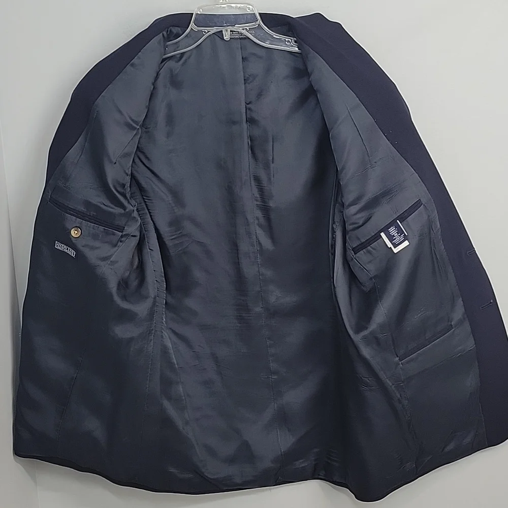 Lands End Navy Blue Wool Sport Coat 40 Short
